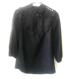 Banana Republic black M 3/4 sleeve ruffle blouse